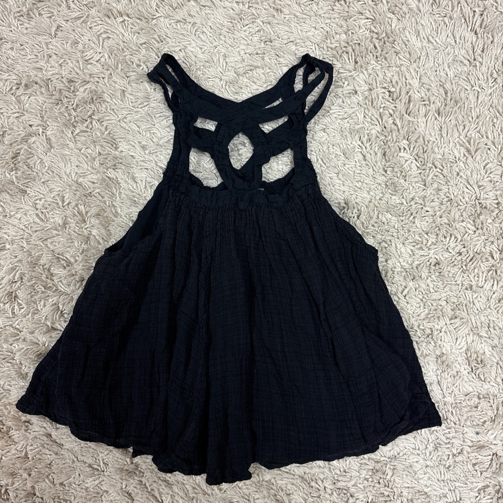 Free People black flowy top with neck cutouts